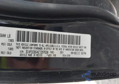 2014 Dodge Journey Sxt from USA, damaged, VIN 3C4PDDBG4ET297630